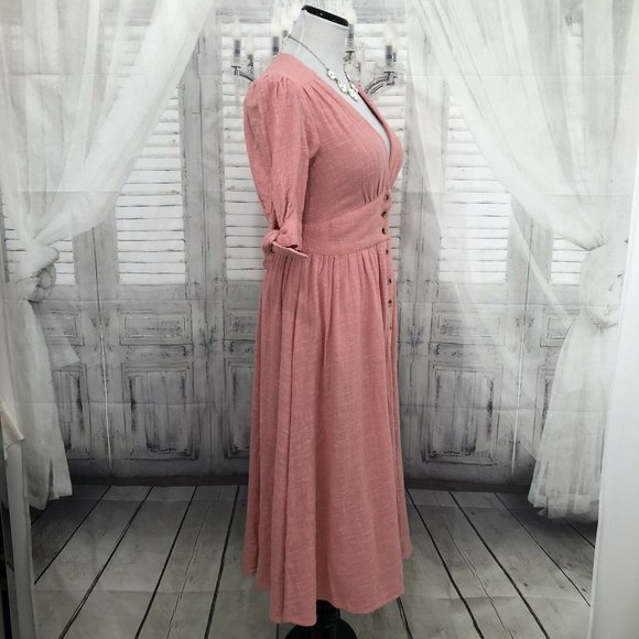 Free People Love Of My Life Pink Button Dress XS - Picture 5 of 9